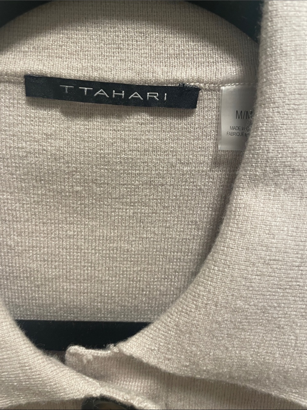 Stylish Short-Sleeve Button Front Top in  beige - Picture 2 of 2